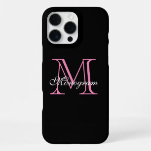 Coque iPhone 16 Pro Max Élégant Monogramme rose