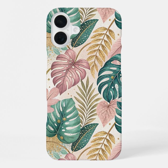 Coque iPhone Elegant Monsteras Gold (Verso)