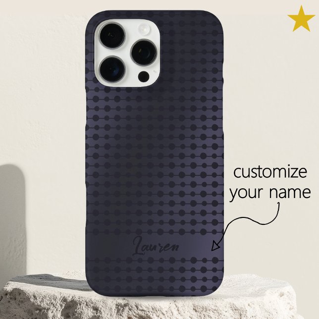 Coque iPhone Élégant motif à points bleus violets personnalisé  (Créateur téléchargé)