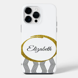 Coque Pour Pour iPhone 14 Pro Max Élégant motif noir et blanc féminin paillettes dor