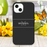 Etui iPhone 13 Élégant Noir Monogramme Nom Personnalisé<br><div class="desc">Customisez le texte et créez facilement votre coque iphone personnalisé. Cliquez sur MODIFIER, puis sur Modifier l'ARRIÈRE - PLAN pour modifier la couleur de l'arrière - plan. Vous pouvez TRANSFÉRER ce DESIGN sur d'autres produits Zazzle et l'ajuster à la plupart des articles Zazzle. Les conceptions Studio standard sont faites dans...</div>