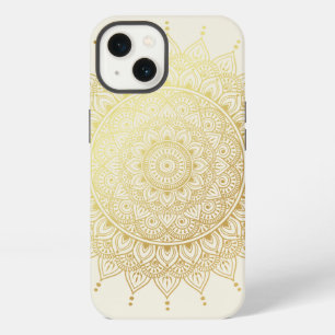 Etui iPhone 13 Élégant or sur mandala floral henna crème Case-Ma