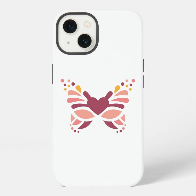 Coque iPhone Élégant Papillon Bohème Féminin Pastel (Verso)