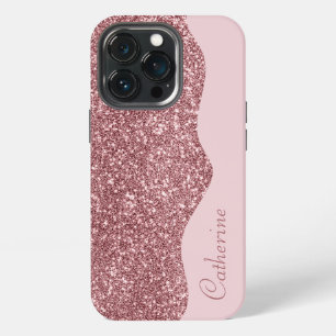 Etui iPhone 13 Pro Elégant Parties scintillant à goutte rose Personna