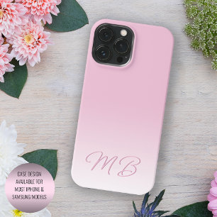 Etui iPhone 13 Pro Max Élégant Personnalisé Coton Clair Bonbon Pink Monog
