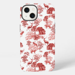 Etui iPhone 13 Élégant renard cerf rouge vintage toile de campagn