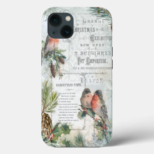 Etui iPhone 13 Élégant Robins de Noël Vintages d'hiver