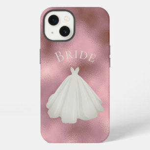 Etui iPhone 13 Élégant rose blanc mariée Gown Mariage de typograp
