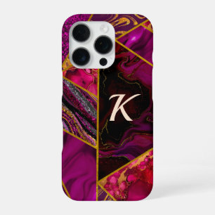 Coque iPhone 16 Pro Élégant rose or violet parties scintillant girly