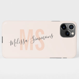 Coque iPhone 11Pro Max Élégant script clair nom rose clair monogramme