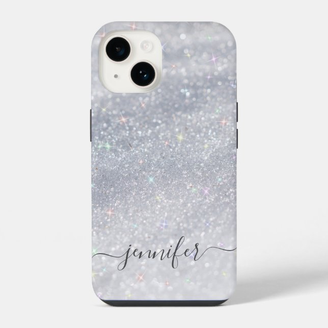 Coque iPhone Elegant Silver Glitter (Verso)