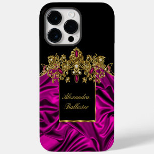 Coque Pour Pour iPhone 14 Pro Max Elégant soie Riche rose or noir