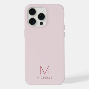 Coque iPhone 15 Pro Max Élégant Tendance Monogramme Moderne Modèle Rose Go