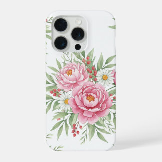 Coque iPhone 15 Pro Elegant Watercolor Pink Peony Floral iPhone 15 Pro