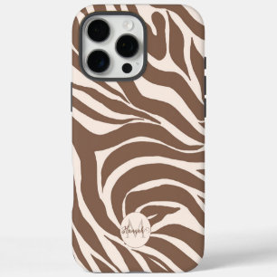 Coque iPhone 16 Pro Max Elégant Zebra Mocha Motif