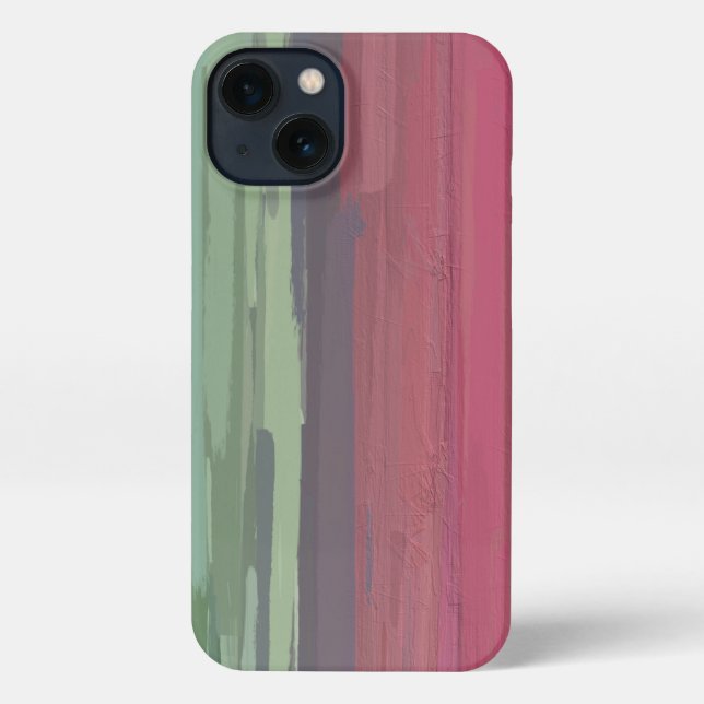 Coque iPhone Elégante Abstraite pastèque rose et vert (Verso)