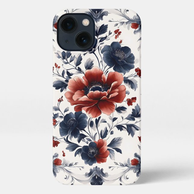 Coque iPhone Elégante aquarelle Vintage fleurs inspirées (Verso)
