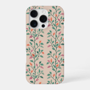 Coque iPhone 16 Pro Élégante bande de feuille botanique chic sur rose