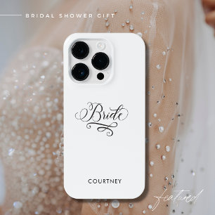 Coque Pour iPhone 14 Plus Élégante calligraphie élégante Mariée noire et bla