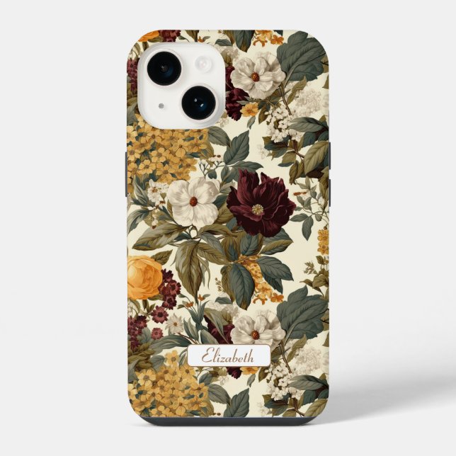 Coque iPhone Elégante Hydrangée Vintage Fleurs (Verso)
