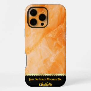 Coque iPhone 16 Pro Max Élégante texture de marbre orange