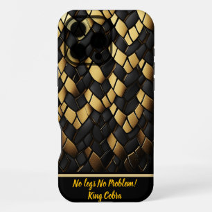 Coque iPhone 16 Pro Max Élégante texture motif de serpent noir et or