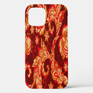 Coque iPhone 12 Élégantes Fleurs Ethniques Motif Sans Couture