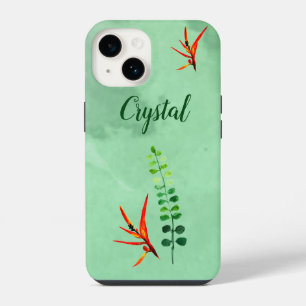 Coque Pour iPhone 14 Élégantes Fleurs Vertes Modernes Aquarelle