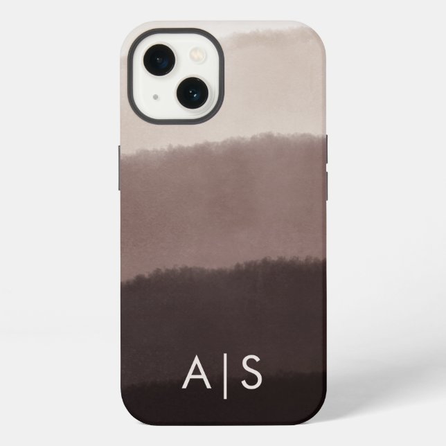 Coque iPhone Élégantes Initiales Monogrammées Marron Noix (Verso)