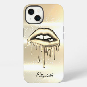 Etui iPhone 13 Élégantes lèvres qui dégoulinent métalliques faux