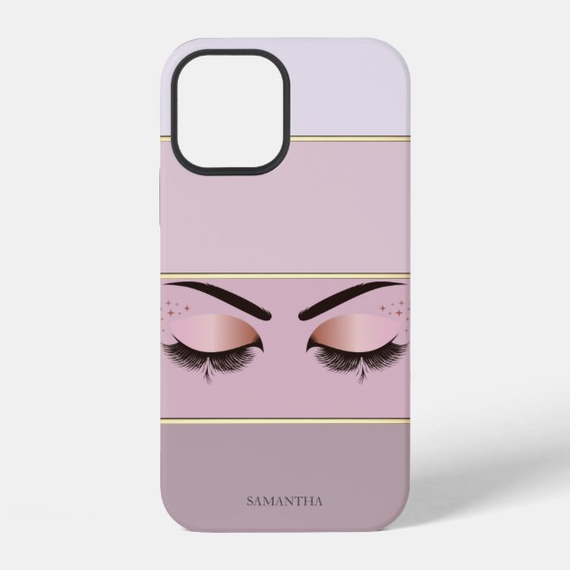 Coque iPhone Élégantes Rayures Modernes, Cils (Verso)