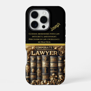 Coque iPhone 16 Pro Élégants livres de droit décorés dans les tons or