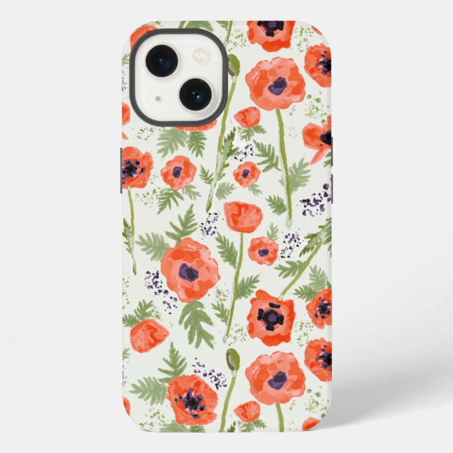 Coque iPhone Élégants Pépites Orange Floral Pattern (Verso)