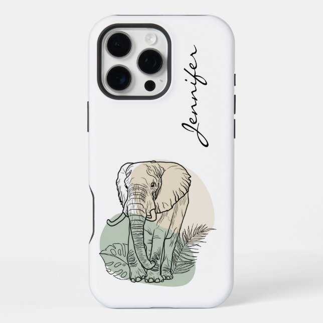 Coque iPhone Élément iPhone éléphant moderne  (Verso)