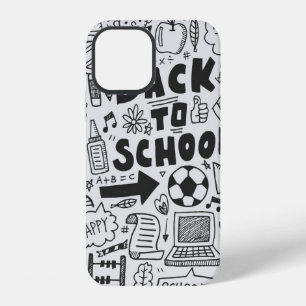 Coque iPhone 12 élément scolaire de gribouillage dessiné à la main