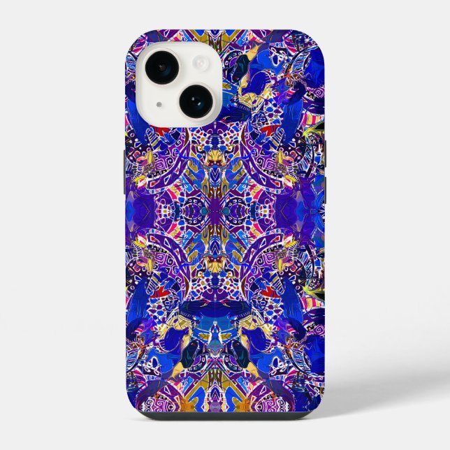 Coque iPhone Éléments abstraits bleus mignons (Verso)