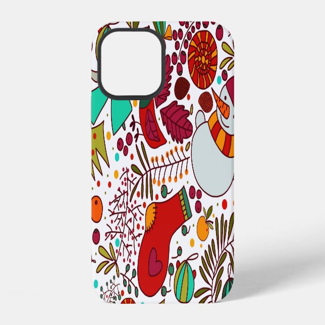 Coque iPhone Éléments de Noël festifs Design sans couture (Verso)