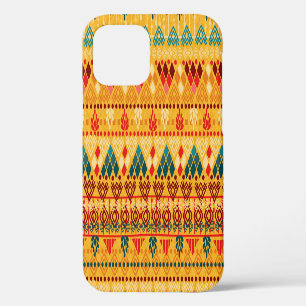 Coque iPhone 12 Éléments tribaux, motif polyvalent et transparent.