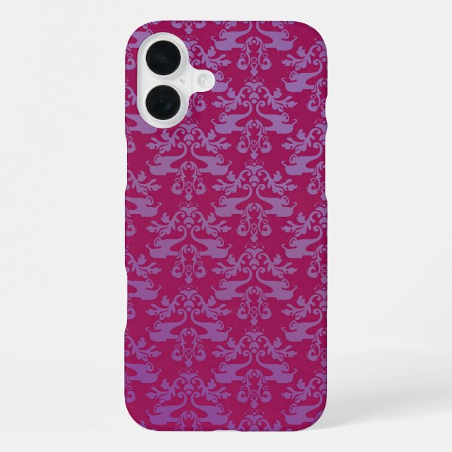 Coque iPhone Éléphant damas violet rouge iphone (Verso)