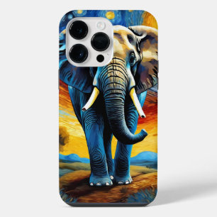 Coque Pour Pour iPhone 14 Pro Max Éléphant dans la nuit étoilée