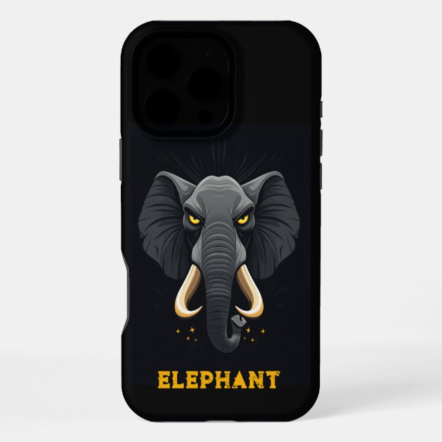 Coque iPhone Eléphant en colère Noir (Verso)