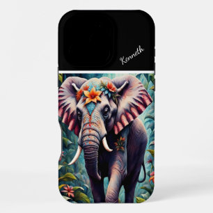 Coque iPhone 16 Pro Max Éléphant Floral Dans La Jungle