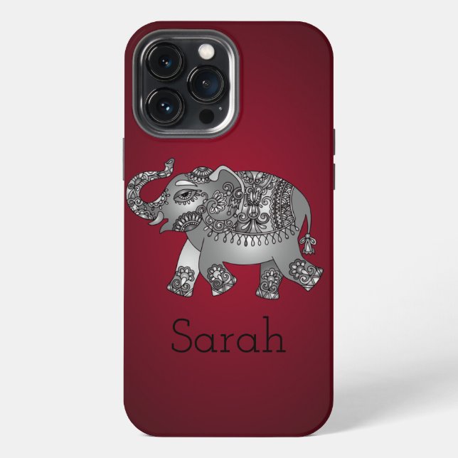 Coque iPhone Eléphant rouge cool (Verso)