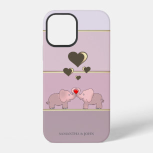 Coque iPhone 12 Éléphants adorables en amour