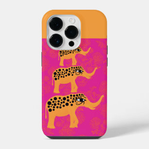 Coque Pour iPhone 14 Plus Éléphants avec l'Œil d'Horus Rose Chaud Funky