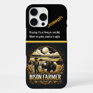 Coque iPhone 16 Pro Max Éleveur de bisons au coucher du soleil dans les ch