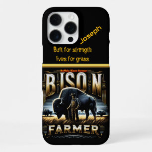 Coque iPhone 16 Pro Max Éleveur de bisons s'occupant de troupeaux dans un