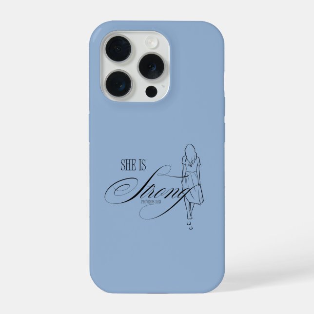Coque iPhone Elle est forte Proverbes 31:25 (Verso)