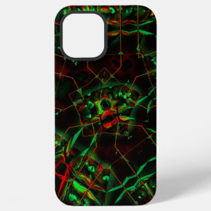 Coque iPhone 12 Pro Max Elliptique détruit, lignes ascendantes flashy vert
