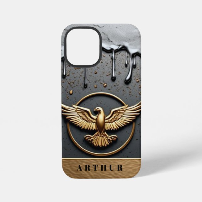 Coque iPhone Emblème d'aigle doré aux ailes déployées (Verso)